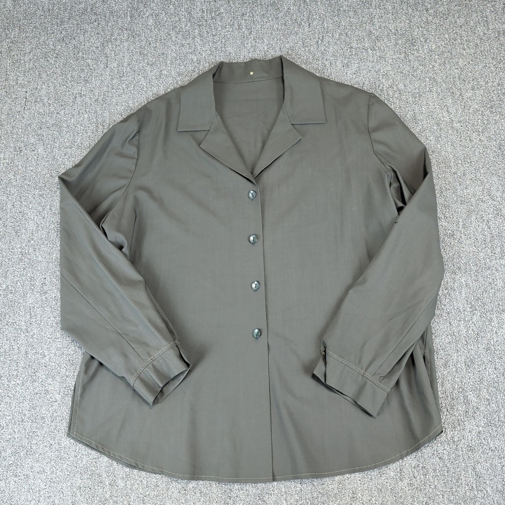 Peter Cohen Vintage Minimalist Button Down Shirt Womens L XL Olive 100% Wool — photo 2